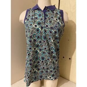 Le Coq Sportif Women's Size‎ Medium Sleeveless Polo Tank Print Collar NWT